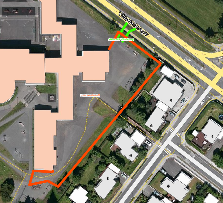 Endurbætur á lóð Flataskóla - framkvæmdasvæði