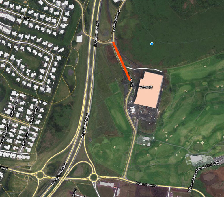 Lokun hluta Vetrarbrautar - þar sem er rauðmerkt frá Hnoðraholtsbraut