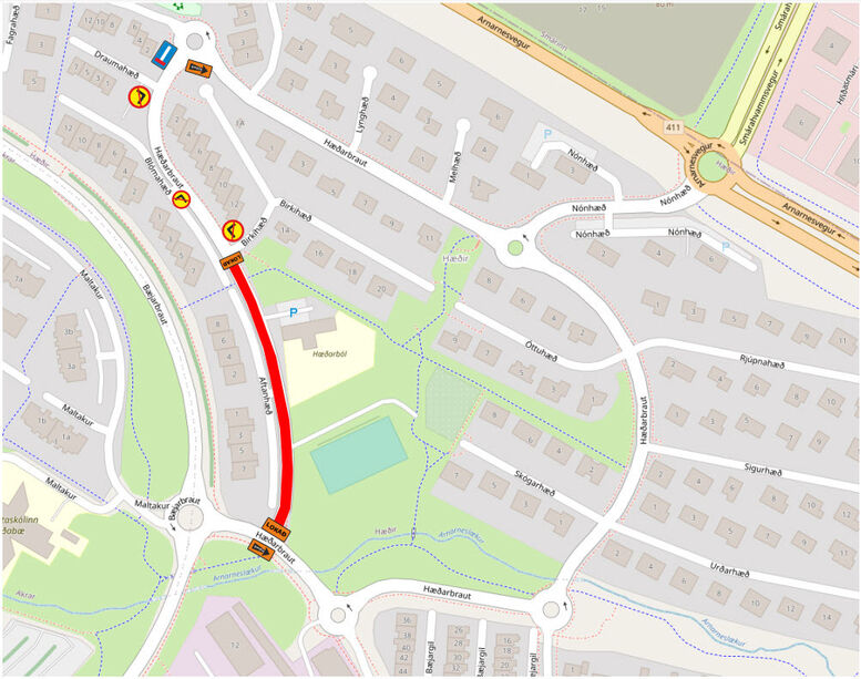 Malbikun á Hæðarbraut 10. maí 2022