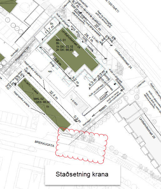 Lokun hluta Brekkugötu, kort sem sýnir staðsetningu