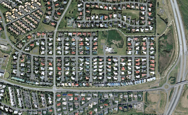 Loftmynd af Lundahverfi